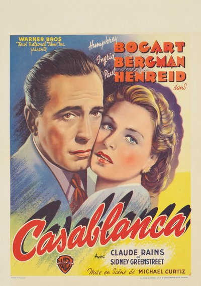 Ein belgisches Plakat für den Film "Casablanca" von Belgian School
