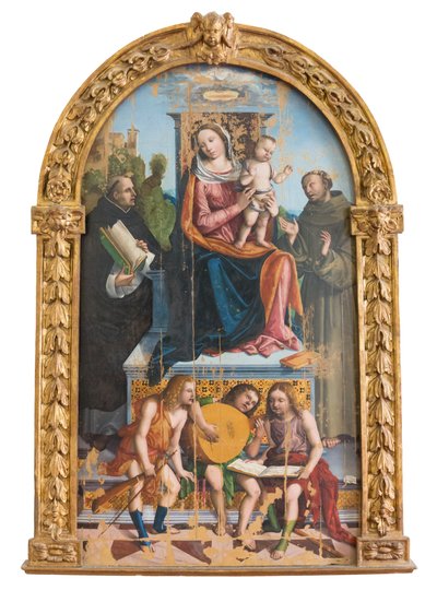 Madonna mit Kind, Heiligen und Engeln von Benedetto Coda