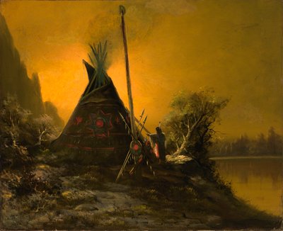 Nachtszene eines Indianer-Tipis von Benjamin Raborg