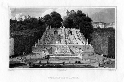 Wasserfall von St. Cloud, Paris (1830) von Benjamin Winkles