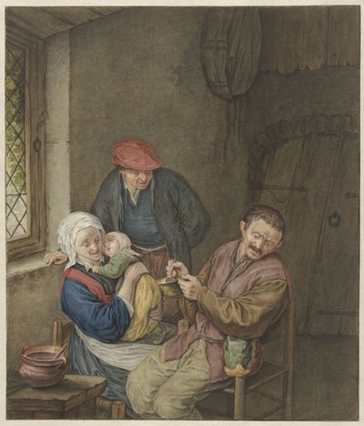 Bauernfamilie im Innenraum von Benjamin Wolff
