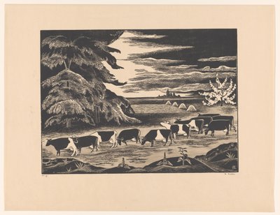 Kühe in einer Landschaft von Bernard Essers (signed by artist)