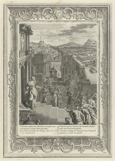 Kassandra sagt den Untergang Trojas voraus, 1731 von Bernard Picart