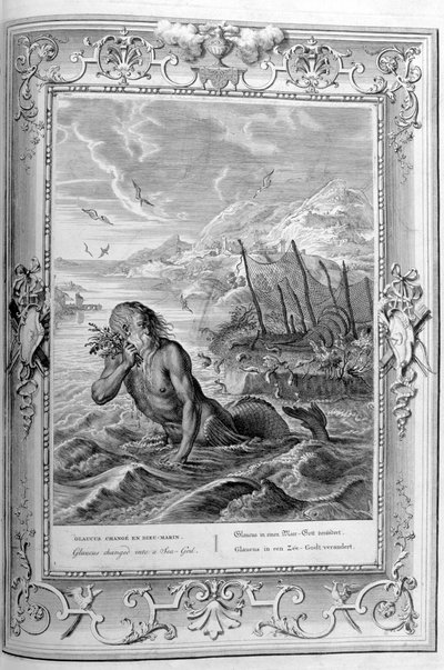 Glaucus wird in einen Meeresgott verwandelt, 1733 von Bernard Picart
