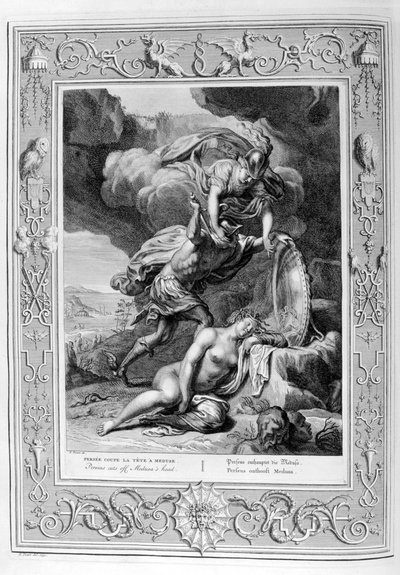 Perseus schneidet Medusa den Kopf ab, 1733 von Bernard Picart