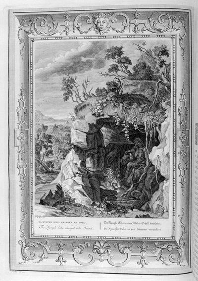 Die Nymphe Echo verwandelt sich in Klang, 1733 von Bernard Picart