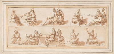 Skizzenblatt mit mehreren Figuren von Bernard Salomon