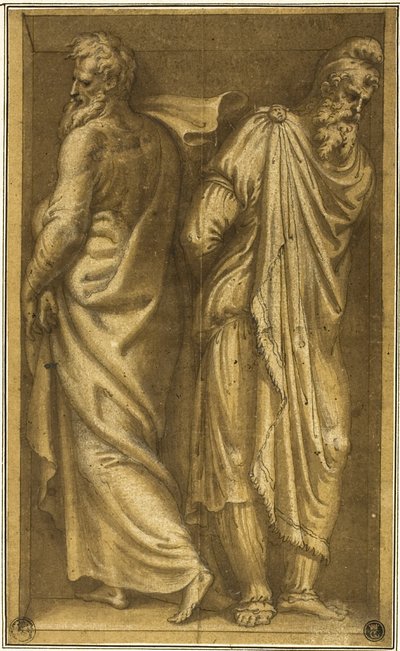 Zwei stehende Gefangene in einer Nische von Bernardino Campi