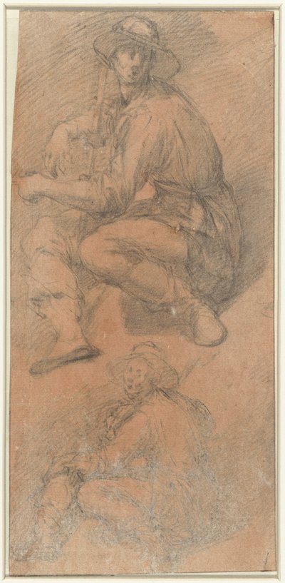 Zwei Figurenstudien eines sitzenden Mannes von Bernardino Poccetti