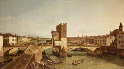 Die Brücke bei Delle Navi, Verona von Bernardo Bellotto