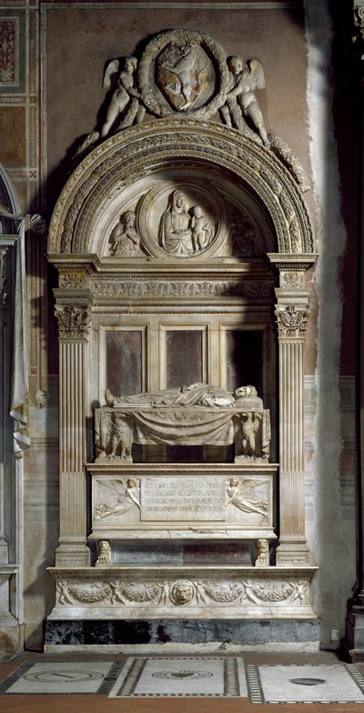 Grabdenkmal von Leonardo Bruni. Skulptur von Bernardo Rossellino