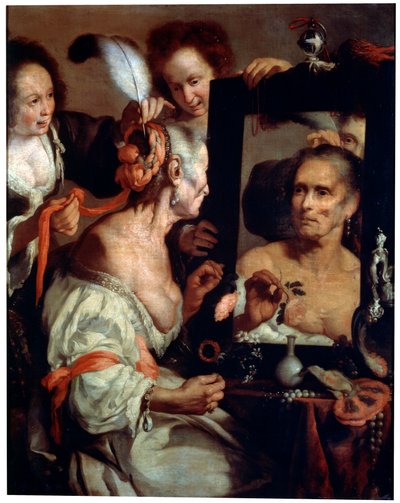 Alte Kokette Vanitas, nach 1630 von Bernardo Strozzi