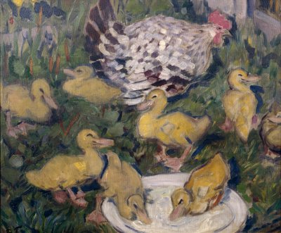 Henne mit Entenküken von Bernhard Dorotheus Folkestad