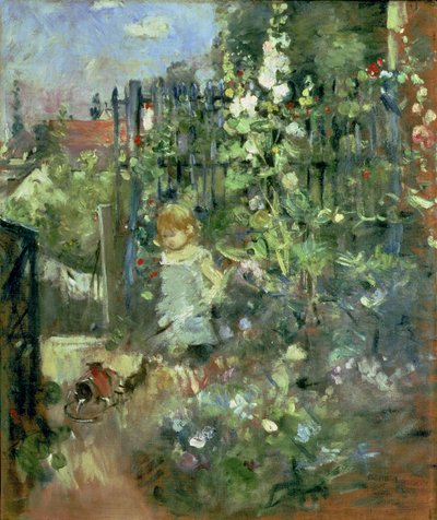 Kind in den Stockrosen, 1881 von Berthe Morisot