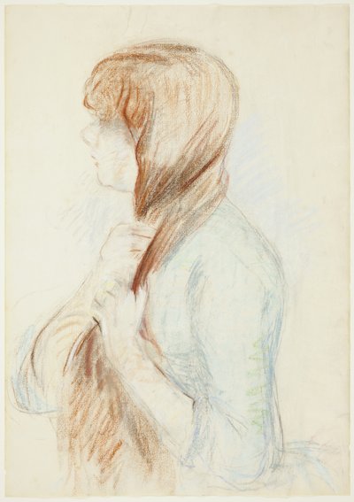 Mädchen, das ihr Haar flechtet (La Natte) von Berthe Morisot