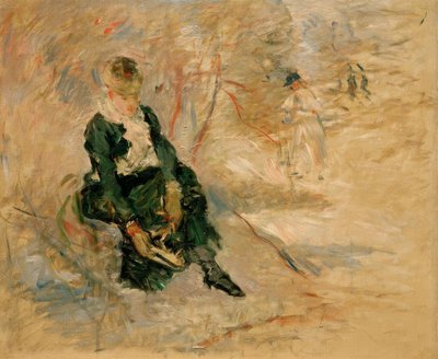 Junge Frau, die ihren Schlittschuh anzieht von Berthe Morisot