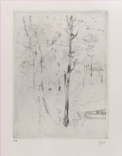Landschaft Baumstämme an einem Fluss von Berthe Morisot