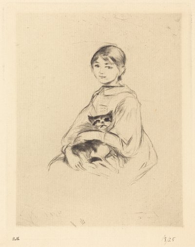 Kleines Mädchen mit Katze von Berthe Morisot