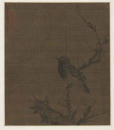 Schlafender Vogel auf einem Prunuszweig, 1400er von Bian Wenjin