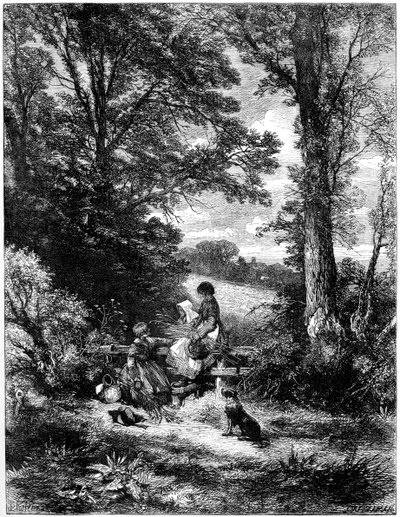 Die Ährenleser am Gatter, ca. 1930er von Birket Foster