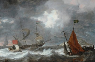 Seesturm mit Segelschiffen von Bonaventura I Peeters