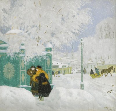 Winterszene von Boris Mikhailovich Kustodiev