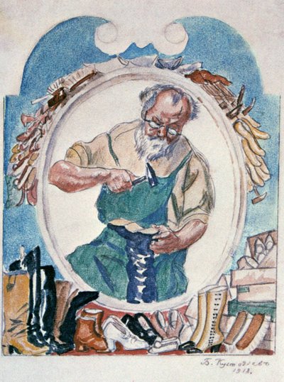 Der Schuster, 1918 von Boris Mikhailovich Kustodiev