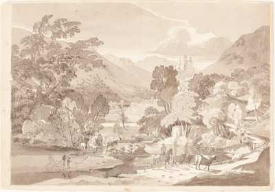 Eine bergige Landschaft von British 19th Century