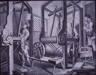 Weben in Spitalfields, London (Gravur) von British School