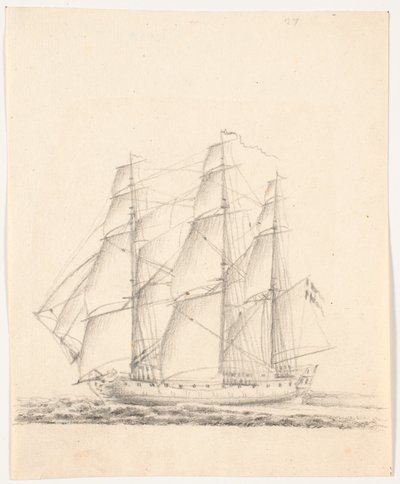 Marineschiff unter vollen Segeln von C.A. Lorentzen