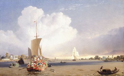 Schifffahrt auf dem Hooghly-Fluss, Kalkutta, 1852 von C.J. Martin