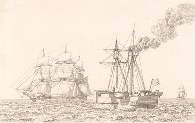 Raddampfer und Segelschiff von Christoffer Wilhelm Eckersberg