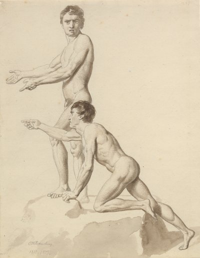 Zwei Israeliten auf einem Felsen von Christoffer Wilhelm Eckersberg