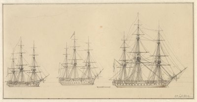 Drei russische Linienschiffe von Christoffer Wilhelm Eckersberg