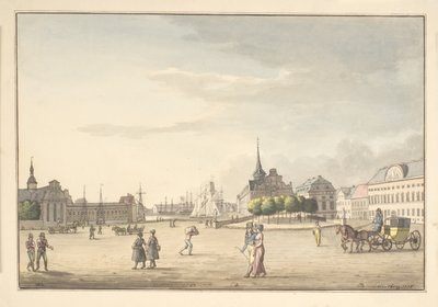 Aussicht vom Schlossplatz auf die Börse und die Bank von Christoffer Wilhelm Eckersberg