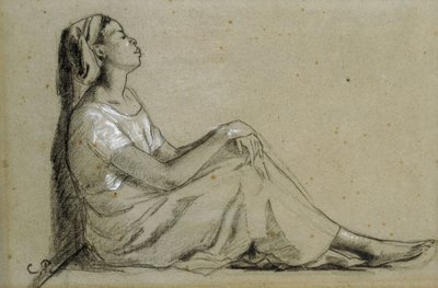 Junge schwarze Frau sitzend, 1855-57 von Camille Jacob Pissarro