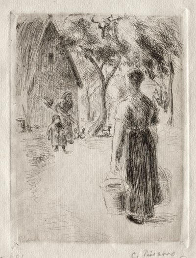 Bäuerin mit Eimern, 1889 von Camille Jacob Pissarro