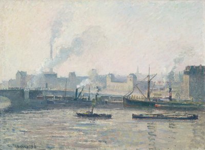 Die Saint-Sever-Brücke, Rouen: Nebel, 1896 von Camille Jacob Pissarro