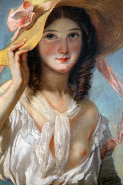 Junges Mädchen mit Blumen von Camille Joseph Etienne Roqueplan