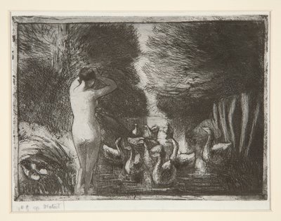 Badende mit Gänsen von Camille Pissarro
