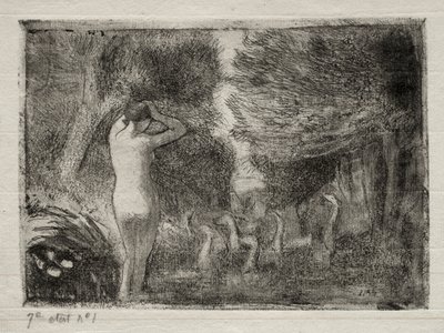 Badender und Gänse von Camille Pissarro