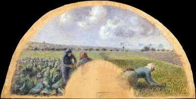 Fächerblatt: Die Kohlensammler von Camille Pissarro