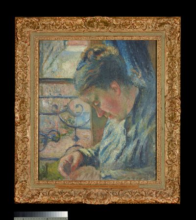 Julie Pissarro näht am Fenster von Camille Pissarro