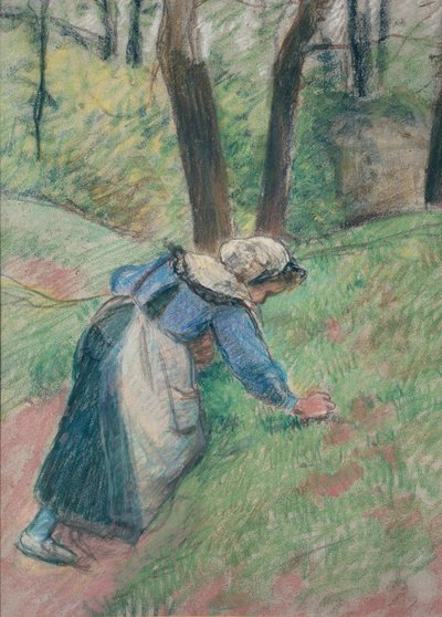 Bäuerin beim Unkrautjäten von Camille Pissarro