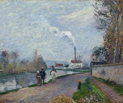 Die Oise bei Pontoise bei grauem Wetter von Camille Jacob Pissarro