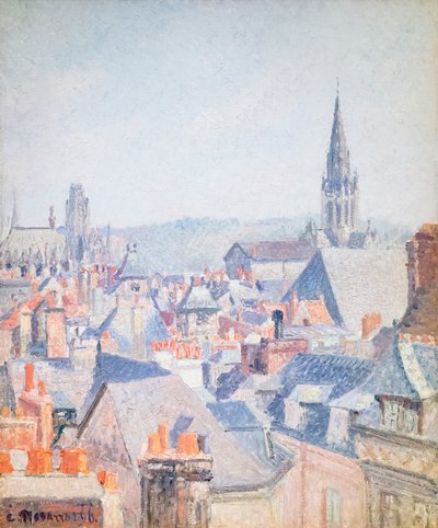 Die Dächer des alten Rouen, Sonnenlicht von Camille Pissarro