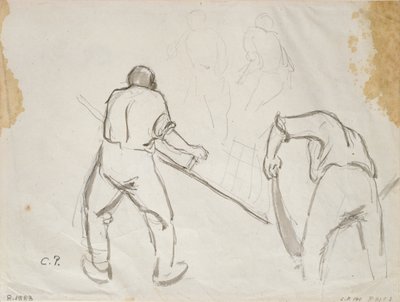 Drei Studien eines männlichen Erntearbeiters, ca. 1870er Jahre von Camille Pissarro