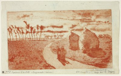 Dämmerung mit Heuhaufen von Camille Pissarro