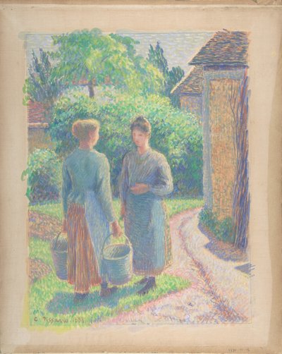 Zwei Frauen im Garten von Camille Pissarro