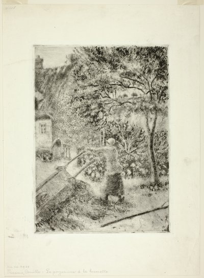 Frau leert eine Schubkarre von Camille Pissarro